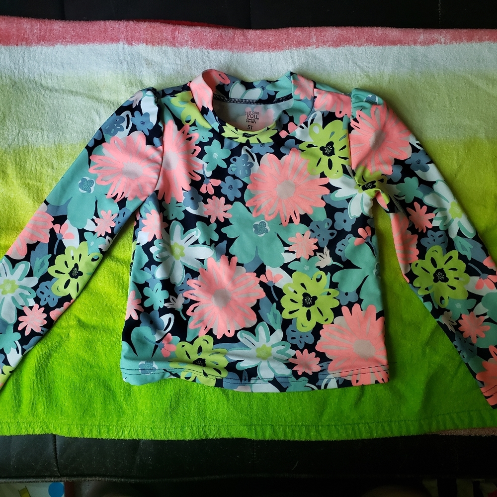 Girls floral rash guard swim top size 5t